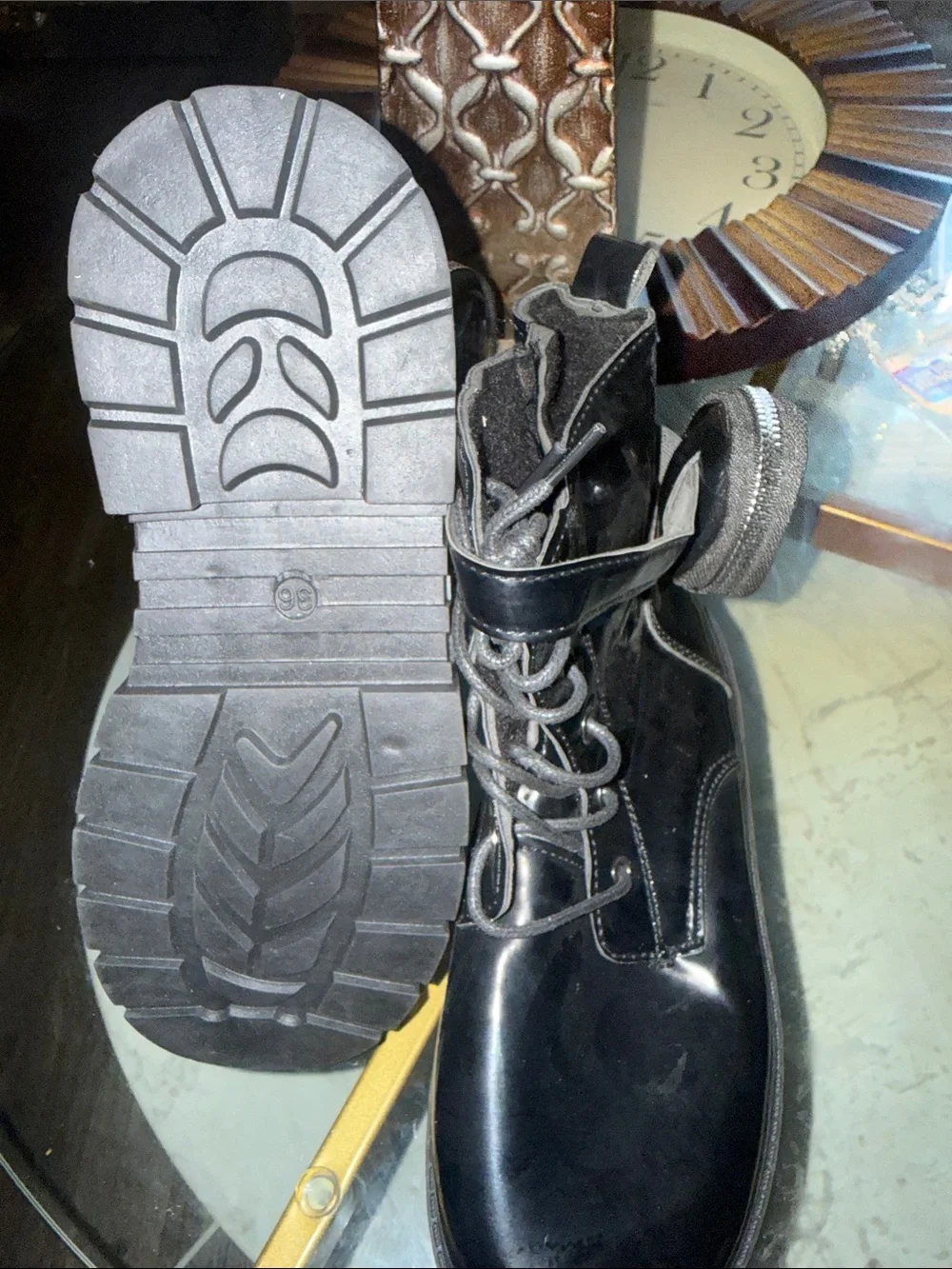 Black Lace-Up Combat Boots